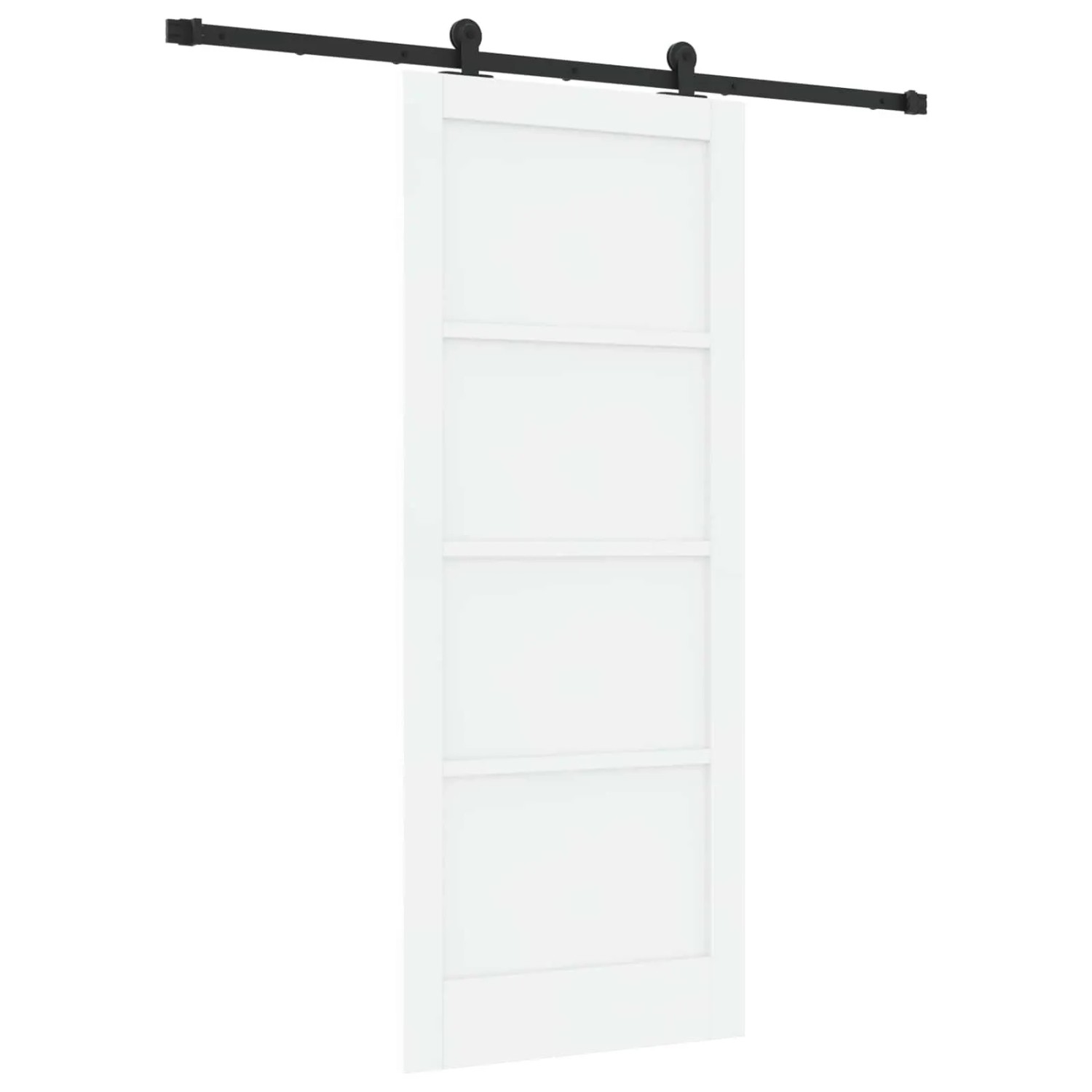 vidaXL Schiebetür Weiß und Schwarz 83 x 202 cm Massives Kiefernholz 3445452