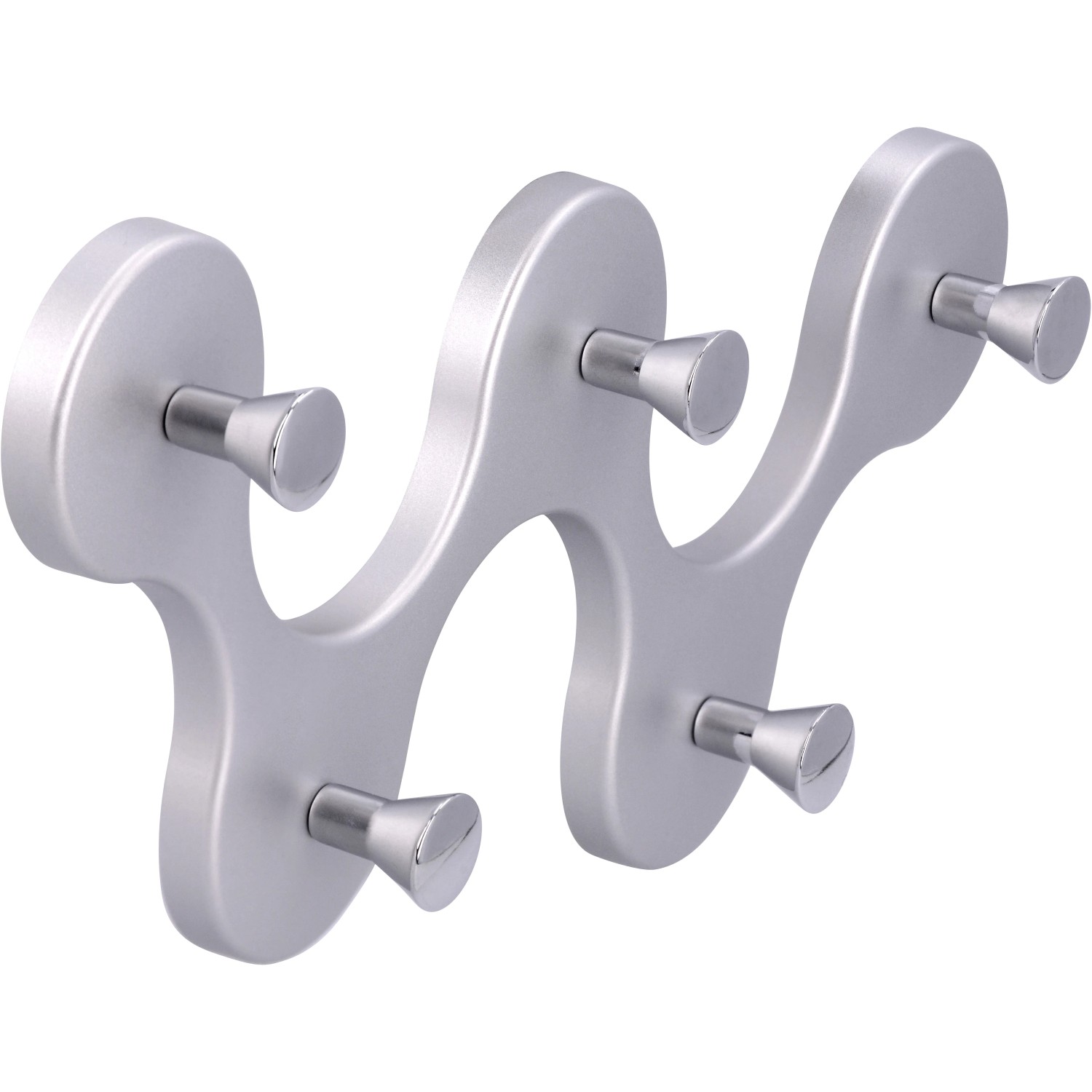 Siro Hakenleiste in Aluminium/Chrom Optik mit 5 Haken, 248mm Länge.