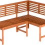 Braune Garten-Eckbank aus Eukalyptus-Holz für 3 Personen. Balkonmöbel mit Schenkel links oder rechts montierbar.