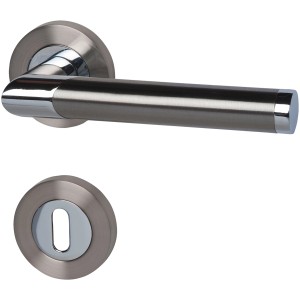 Alpertec Rosetten-Garnitur Lissabon, Chrom/Edelstahl matt, für Zimmertüren.