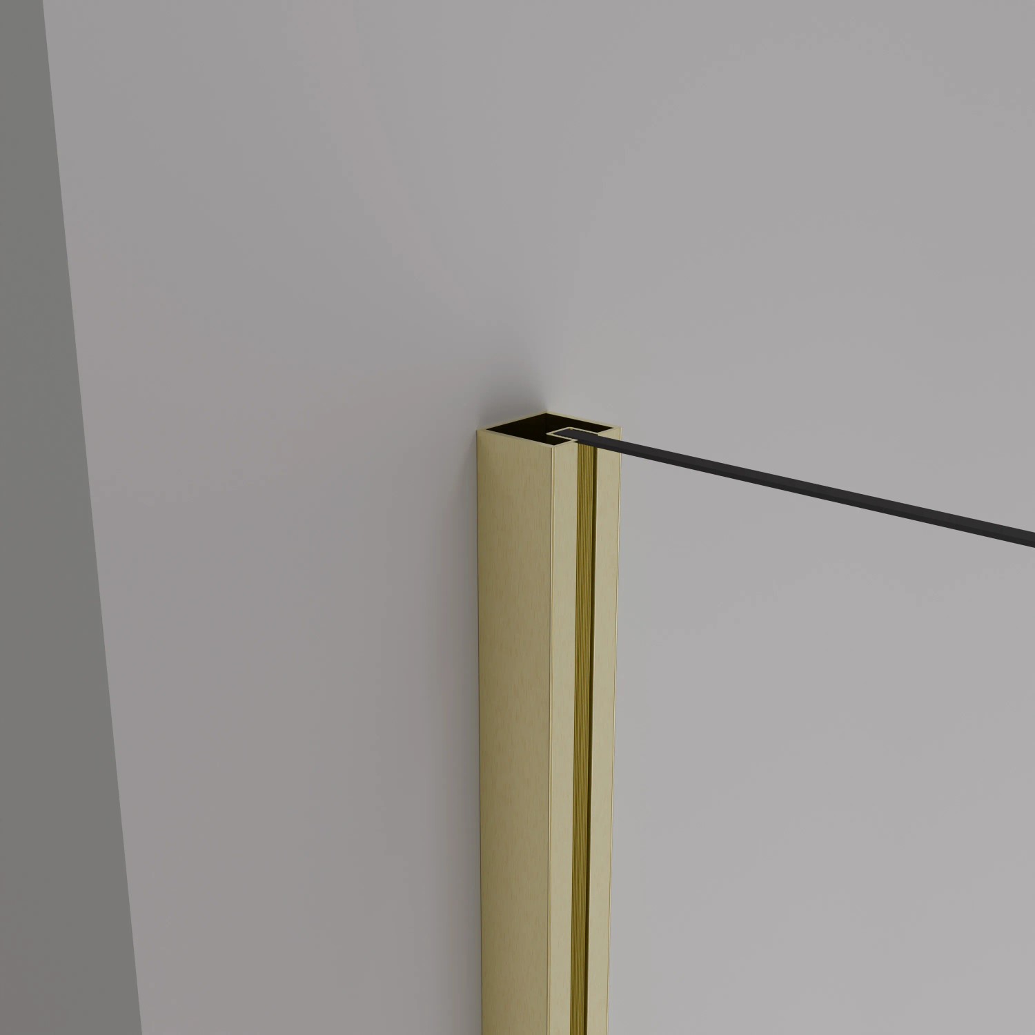 Detailaufnahme: Goldene Duschwand baliv DUK-120.180 Walk-In, 90x200 cm.