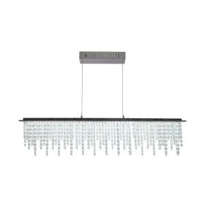 Moderne LED-Pendelleuchte Diamonds Chrom mit Kristallbehang für Wohn- und Esszimmer.