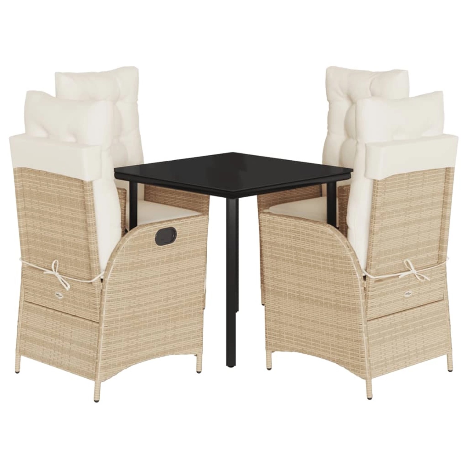 vidaXL 5-Tlg Garten-Essgruppe mit Kissen Beige Poly Rattan 3213246 günstig online kaufen