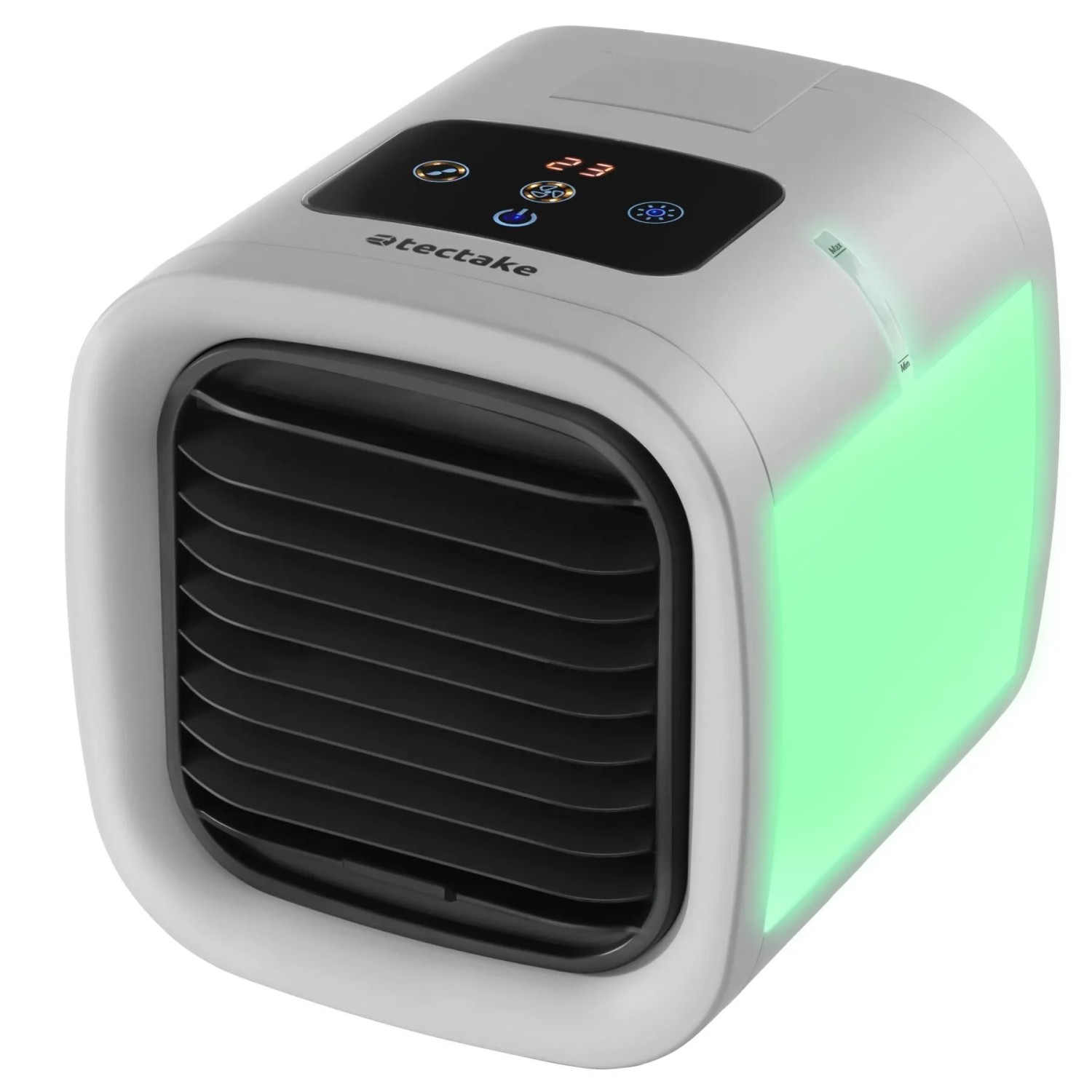 Tectake 3In1 Luftkühler Frosty 5 Geschwindigkeits  und 2 Kühlstufen Seitliche Led Beleuchtung Mit 8 Farben Grau 17 x 16 50 x 18 cm Grau
