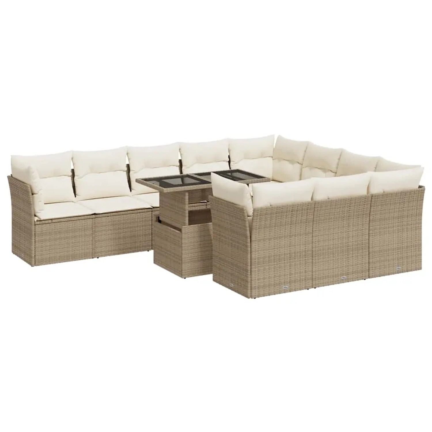 vidaXL 11-Tlg Garten-Sofagarnitur mit Kissen Beige Poly Rattan 3326229 günstig online kaufen