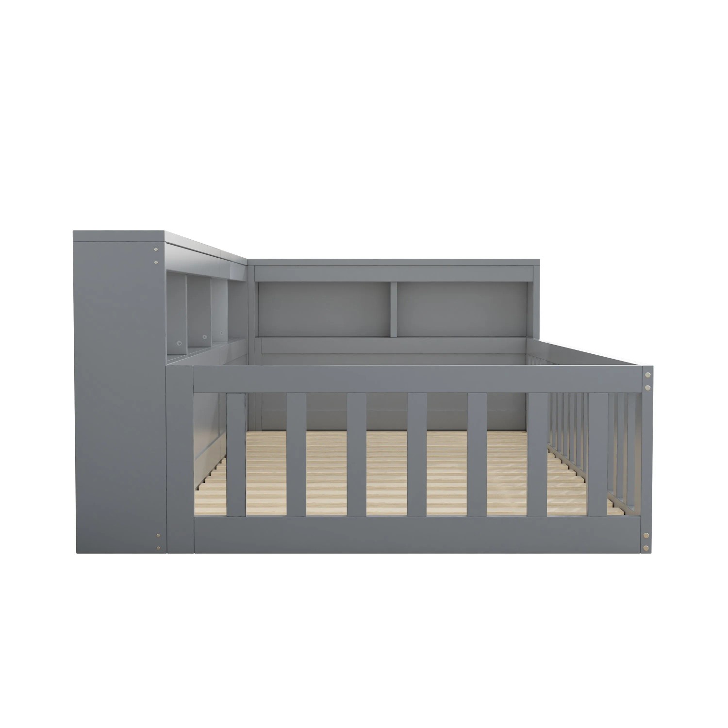 okwish Daybett 90x200cm mit Staufach und Steckdose Kinderzimmer Grau ohne Matratze