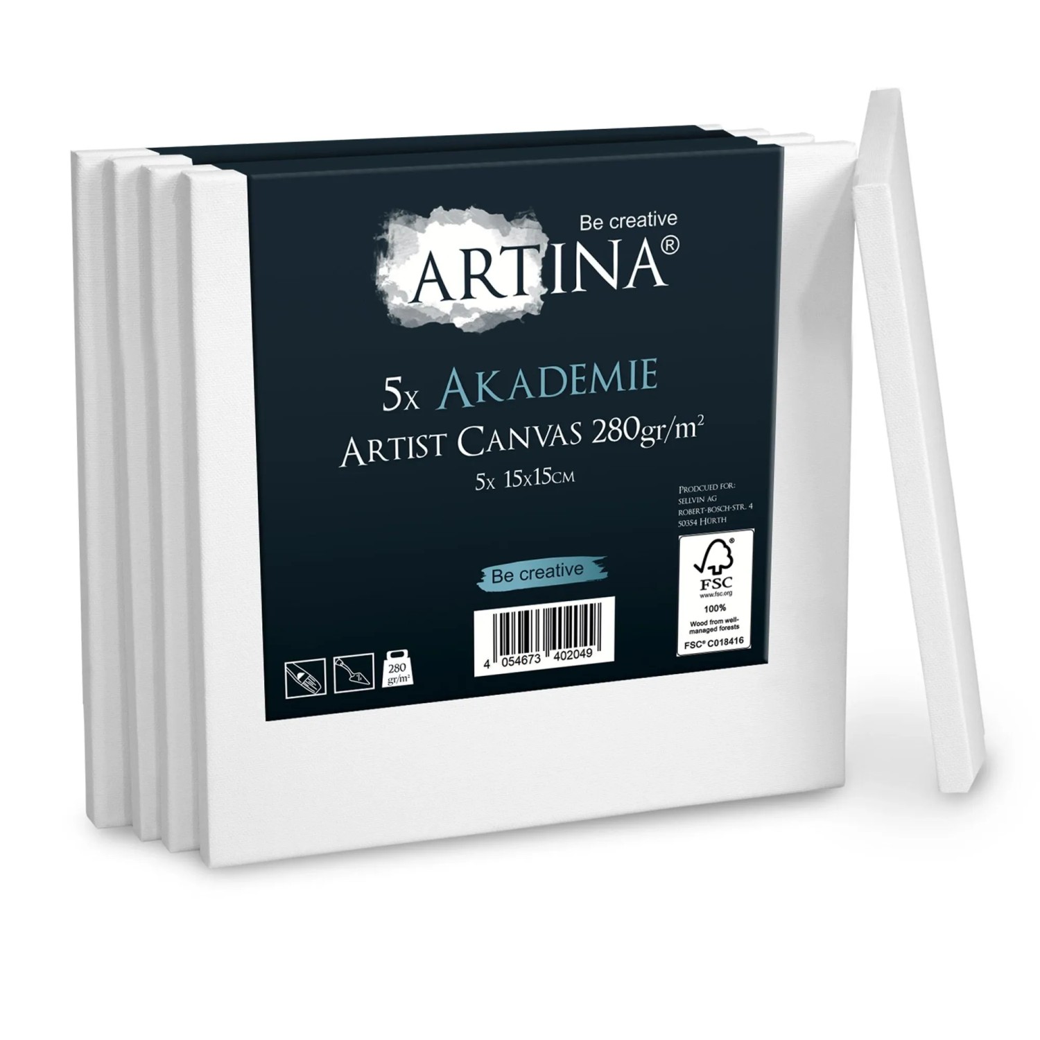 Artina Keilrahmen Leinwand Akademie 15x15cm 5er Set