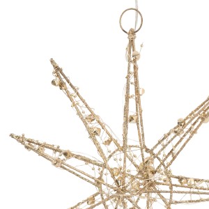 Goldener LED Deko Weihnachtsstern (30 cm) mit warmweißen Lichtern für festliche Weihnachtsdekoration.