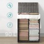 Grauer Songmics Wäschesammler Eliott mit Deckel, 90 Liter Fassungsvermögen. Wäschekorb im geflochtenen Design.