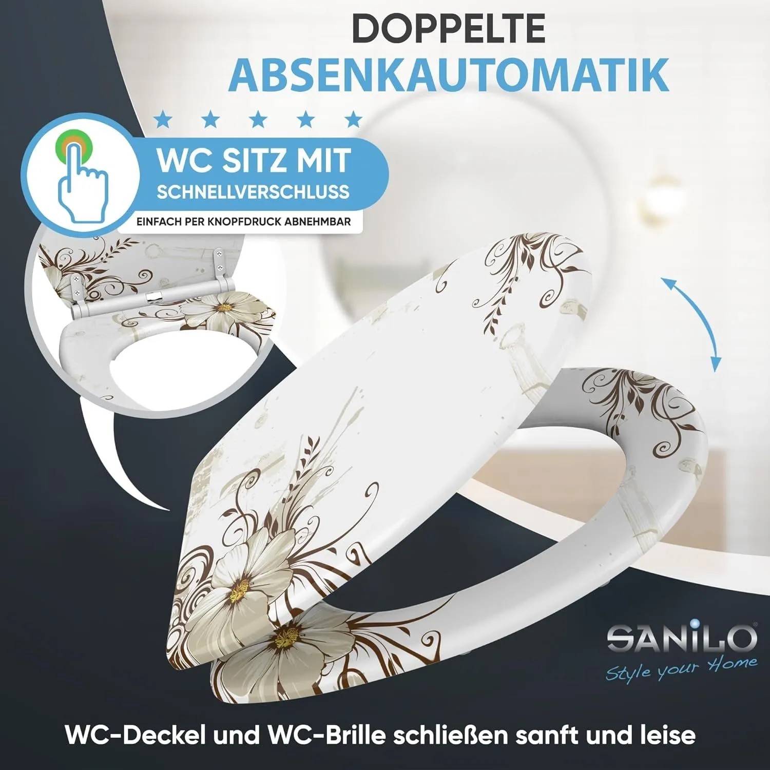 SANILO WC Sitz mit Absenkautomatik Top Fix Flower_3
