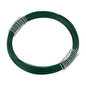 Grüner OBI Bindedraht, 1 mm Durchmesser, 30 m Rolle, ideal für Gartenarbeiten und Dekorationen.