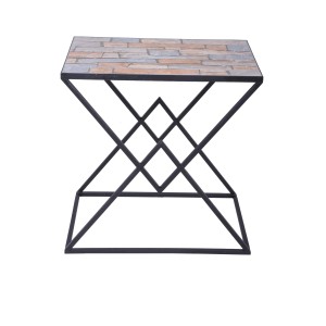 Garden Pleasure Beistelltisch Meru 2er Set, schwarz-grau mit Steinoptik. Gartentisch für Innen und Aussen.