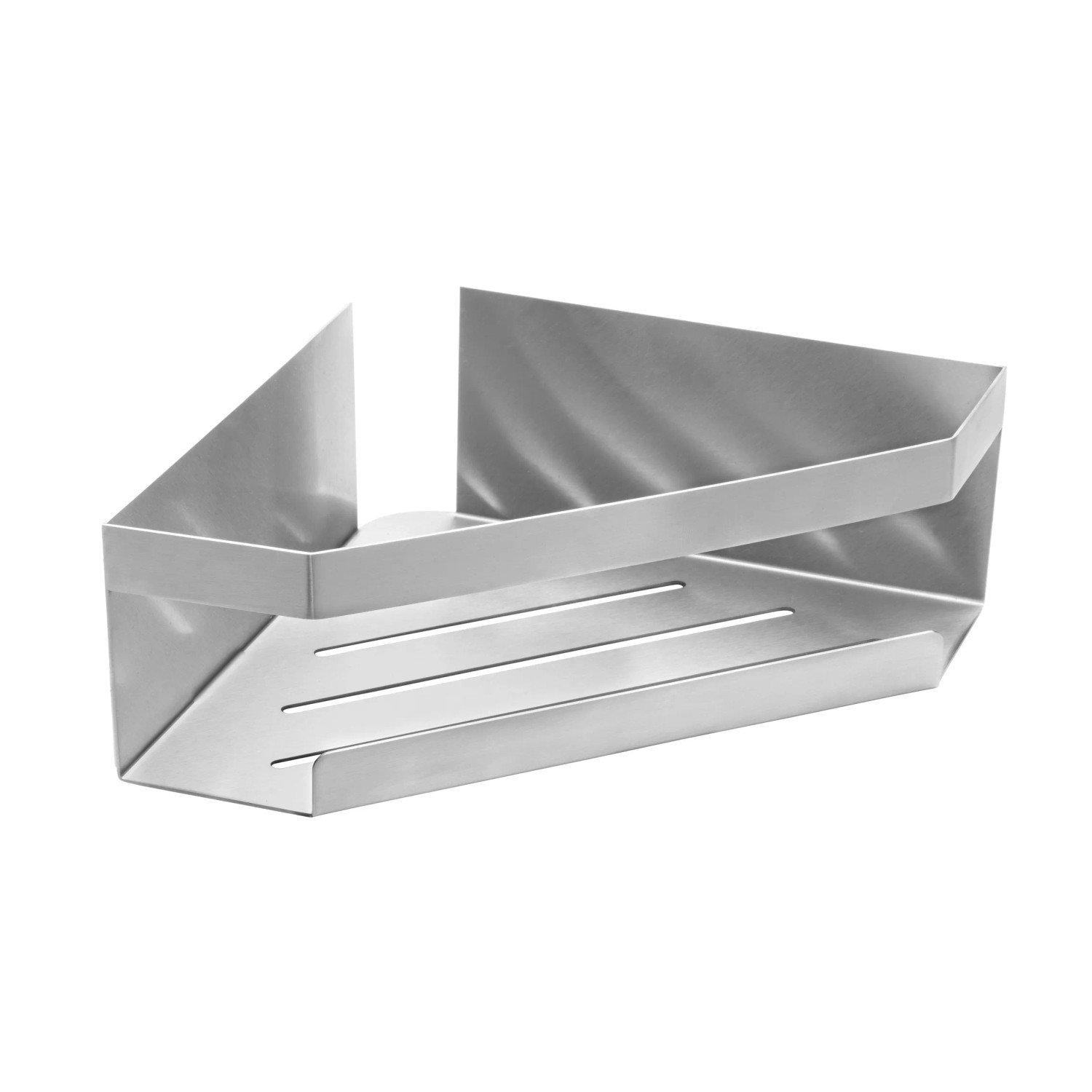Schöner Wohnen Eckablage Meleto, matte Edelstahl Duschablage mit Wasserablauf.