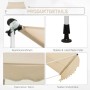 Furnicato Klemmmarkise, 150cm breit, beige, Details zu Rahmen, Füßen, Rand und Stützstrebe.