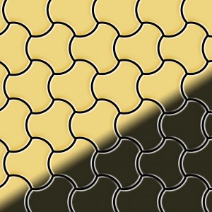 Goldene Mosaikfliesen aus Messing, gewalzt, im 10er-Pack für 0,75 m².