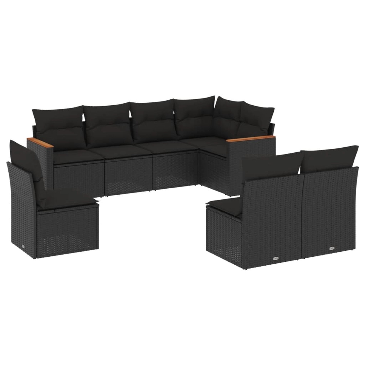 vidaXL 8-Tlg Garten-Sofagarnitur mit Kissen Schwarz Poly Rattan 3226041