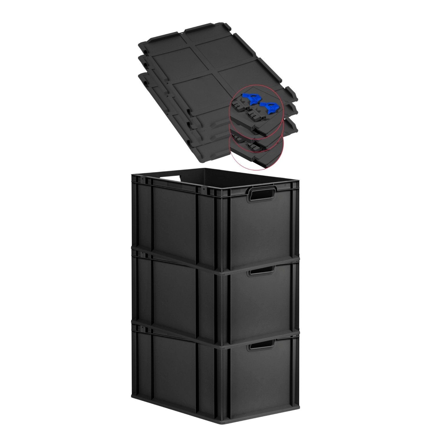 PROREGAL SuperSparSet 3x Eurobox Nextgen Grip Mit Scharnierdeckel Und Blaue günstig online kaufen