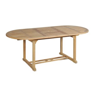 DELUKE Gartentisch MALTE Ausziehbar Oval Teak Natur 160x95x75cm Ausziehtisch Esstisch Wetterfest Outdoor Tisch