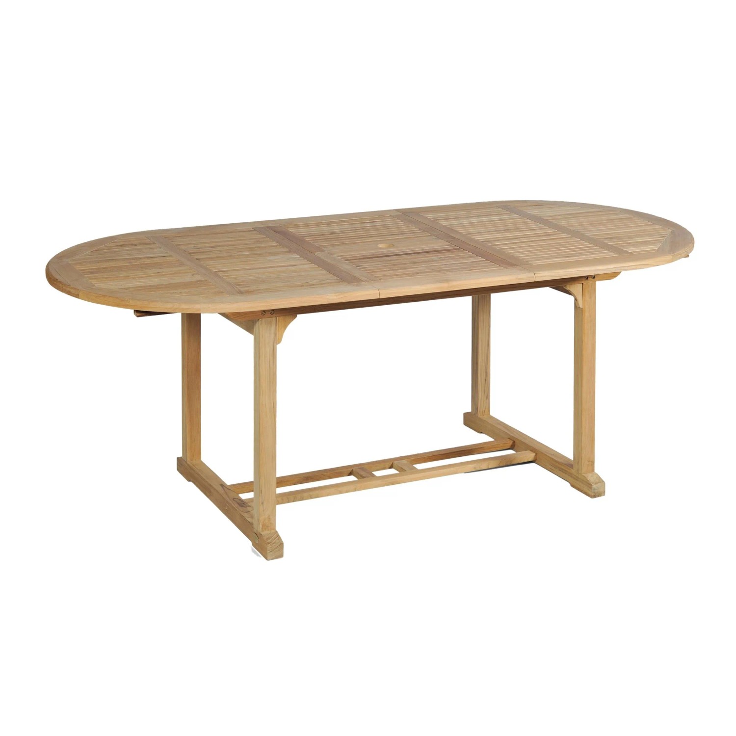 DELUKE Gartentisch MALTE Ausziehbar Oval Teak Natur 160x95x75cm Ausziehtisch Esstisch Wetterfest Outdoor Tisch