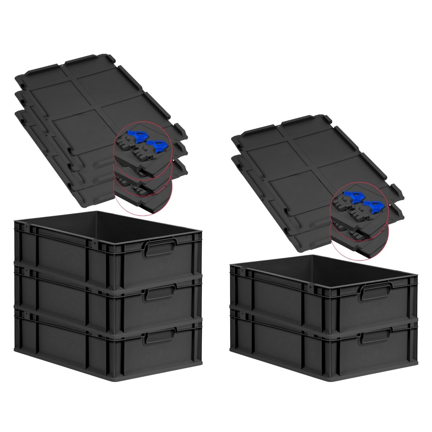 PROREGAL SuperSparSet 5x Eurobox Nextgen Grip Mit Scharnierdeckel Und Blaue günstig online kaufen