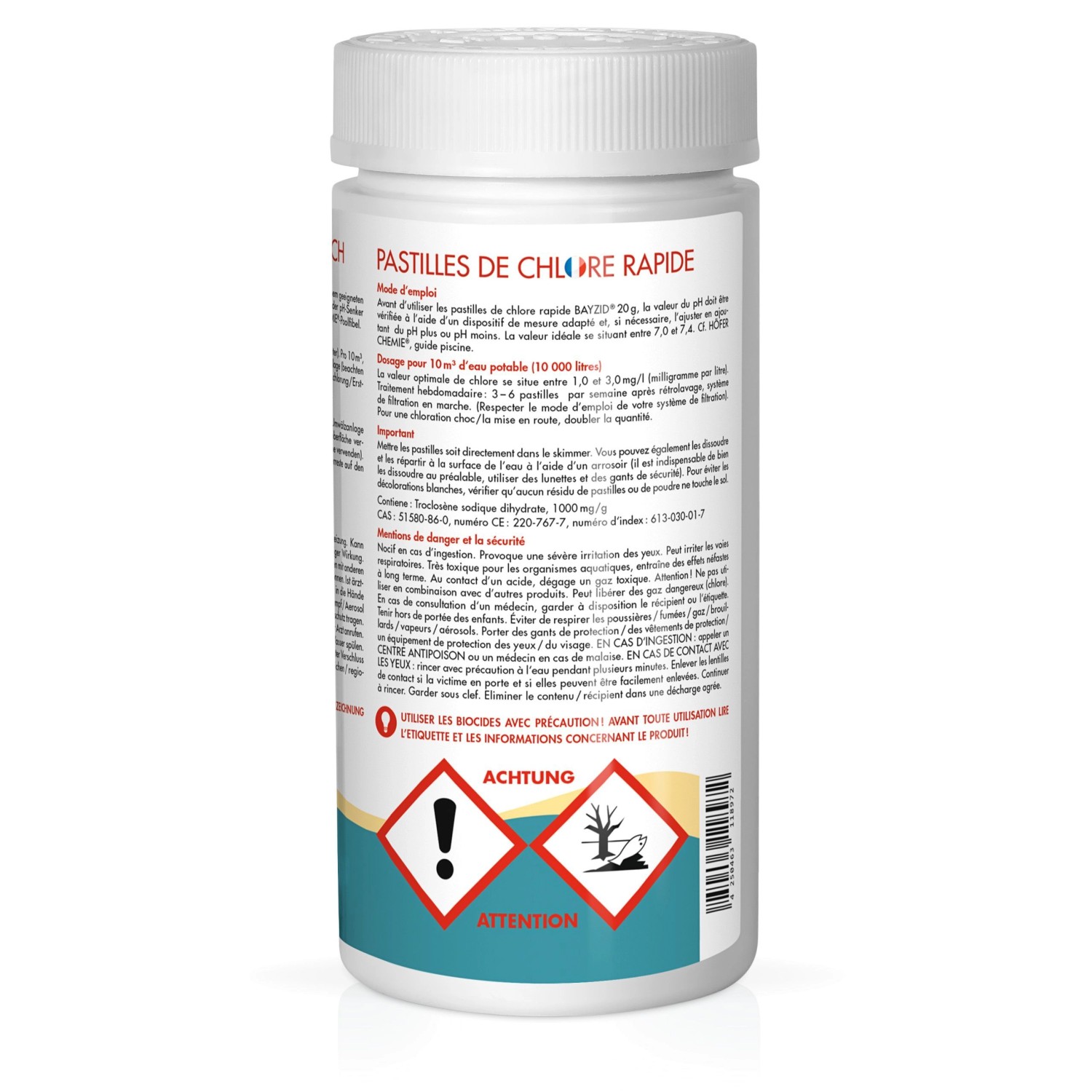 Bayzid Chlortabs 20g, 12x 1kg Dose. Schnell lösliche Chlor Tabletten zur Pool Desinfektion.