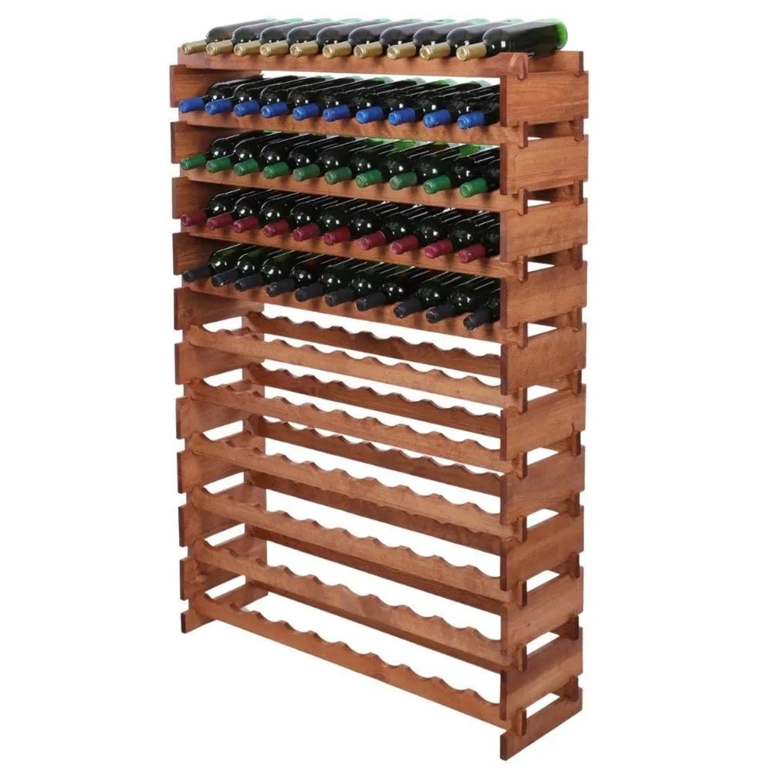 PROREGAL Weinregal VINOTECA FLEX PRO HxBxT 149x103x28 110 Flaschen Auf 11 Ebene Massives Kiefernholz Braun Geölt