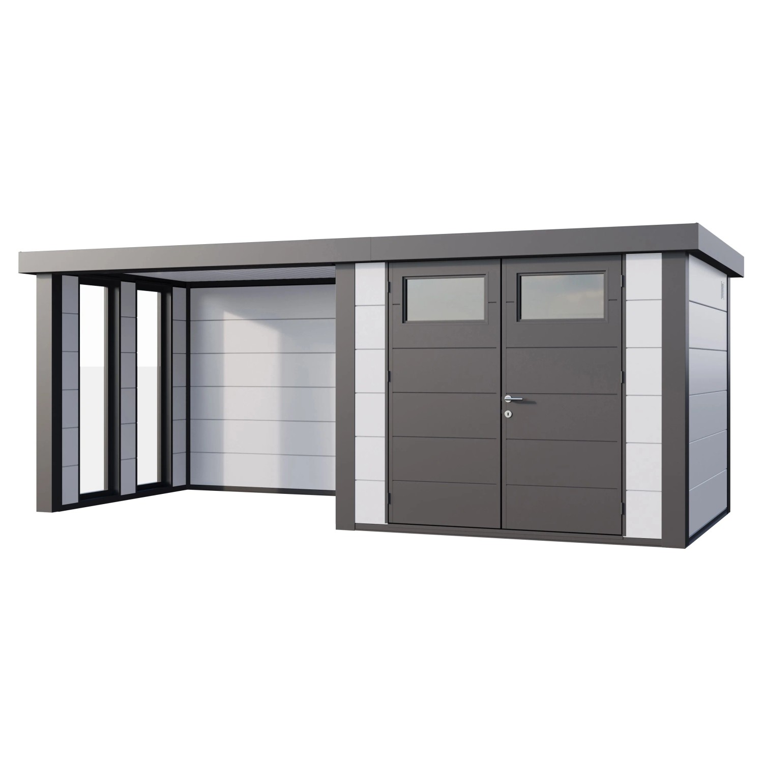 Gerätehaus Classico 2724 mit Lounge S Links m. Fenster 552 cm x 238 cm Weiß günstig online kaufen