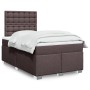 Dunkelbraunes vidaXL Boxspringbett 120x190 cm mit Matratze und Kopfteil.