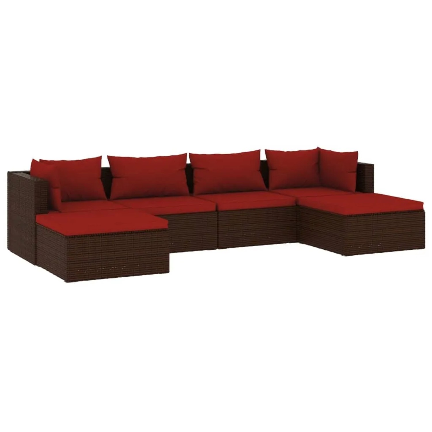 vidaXL 6-tlg Garten-Lounge-Set mit Kissen Poly Rattan Braun Modell 23