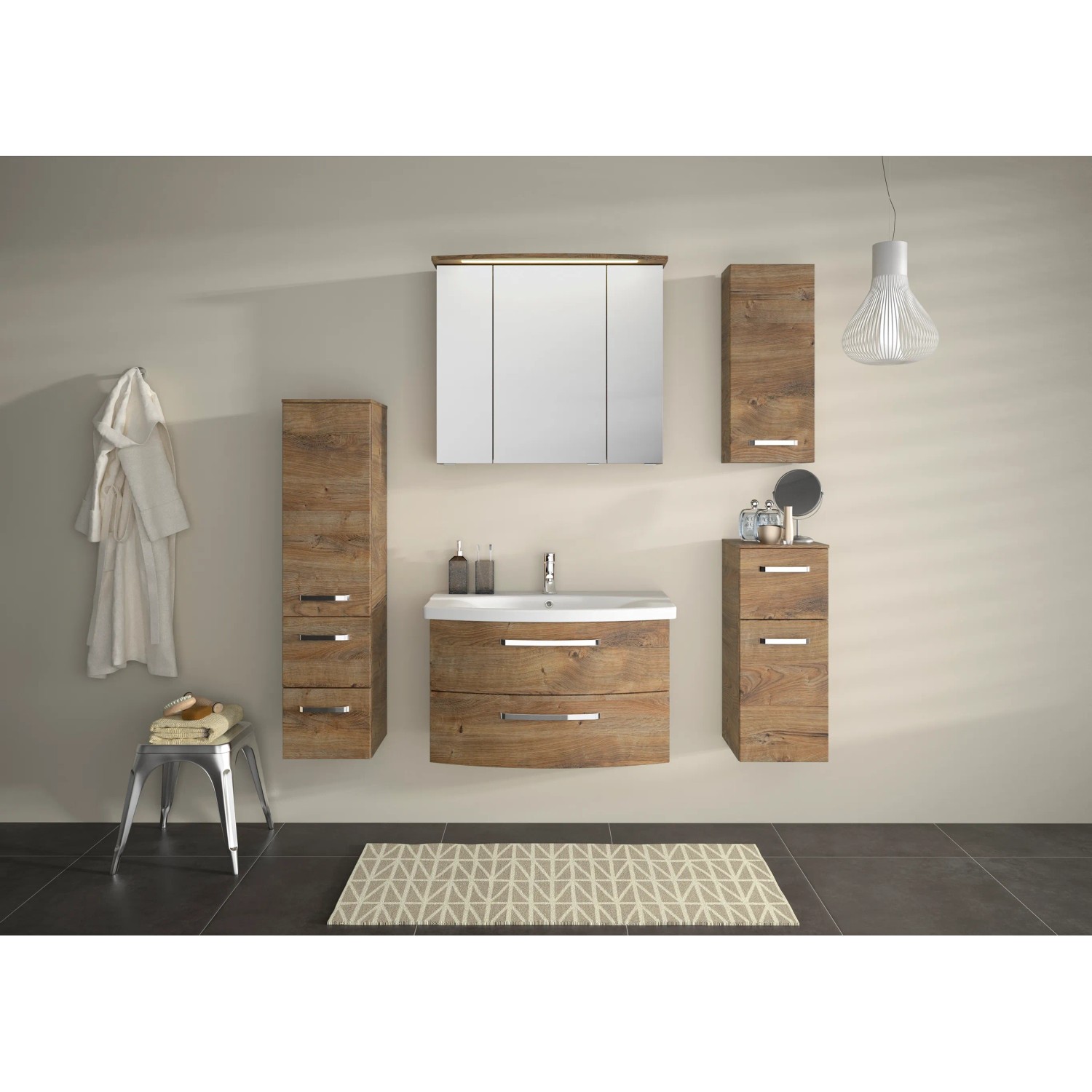 Pelipal Bad-Hängeschrank Serie 4010, Eiche Ribbeck quer, 30 cm breit. Badezimmerschrank zur Wandmontage.