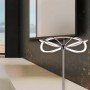 Moderne LED Tischleuchte Charivari in Nickel matt. Design-Tischlampe mit Dimmer für Wohnraum.