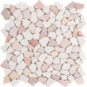 Mosaikmatte Mini Poly Marmor Rosso, Naturstein, Polygonal-Optik, 28x28 cm.