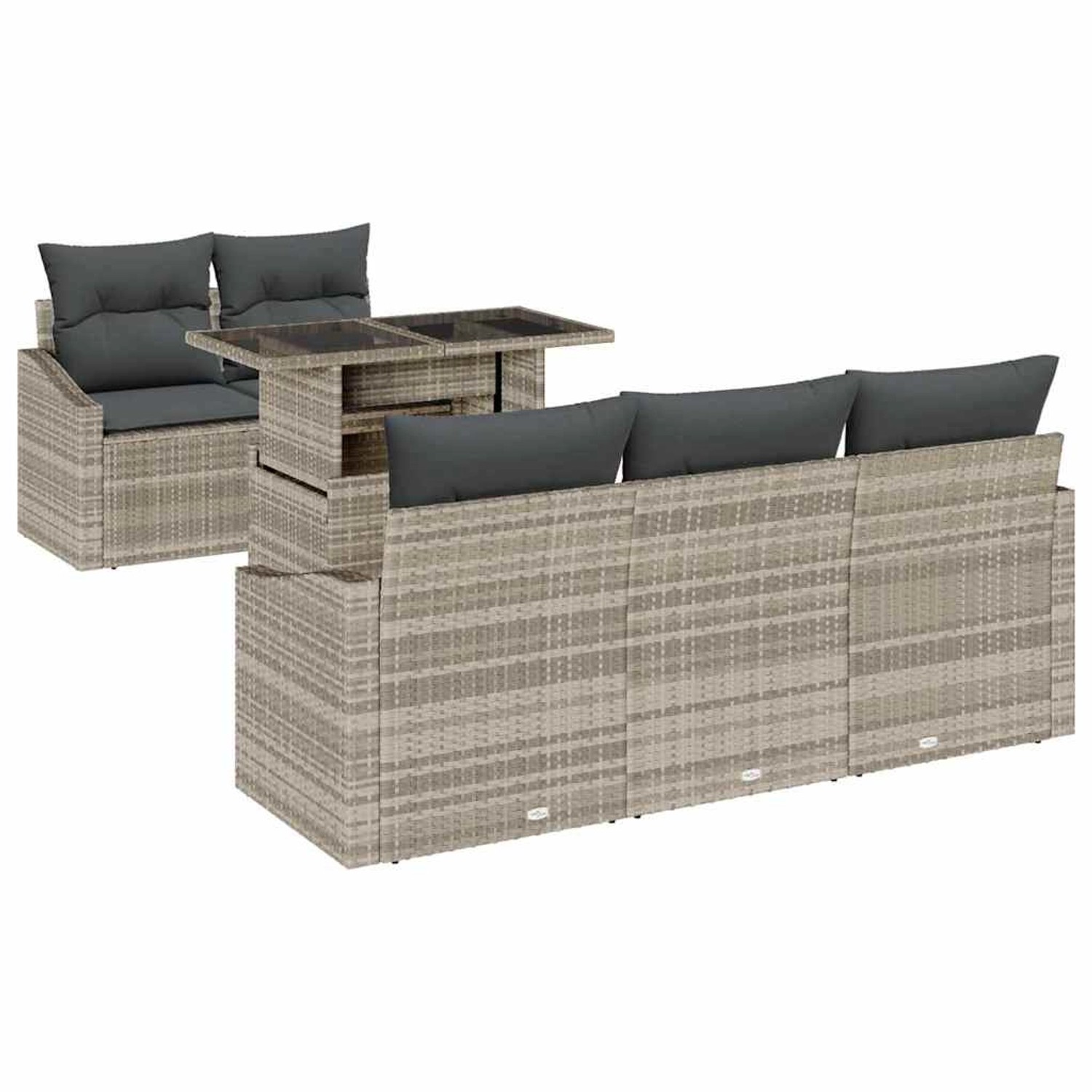 vidaXL Garten-Sofa-Set mit Speicher 6-Tlg Hellgrau Poly Rattan 3357655 günstig online kaufen