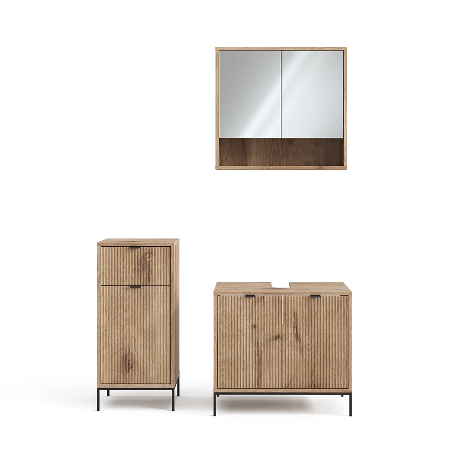 Vicco Badmöbel-Set Eliza Viking Oak 3 Teile mit Midischrank günstig online kaufen