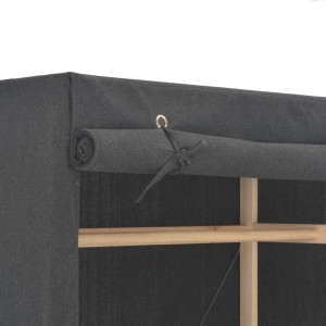 Detailaufnahme: Grauer vidaXL Kleiderschrank aus Stoff mit Holzrahmen.