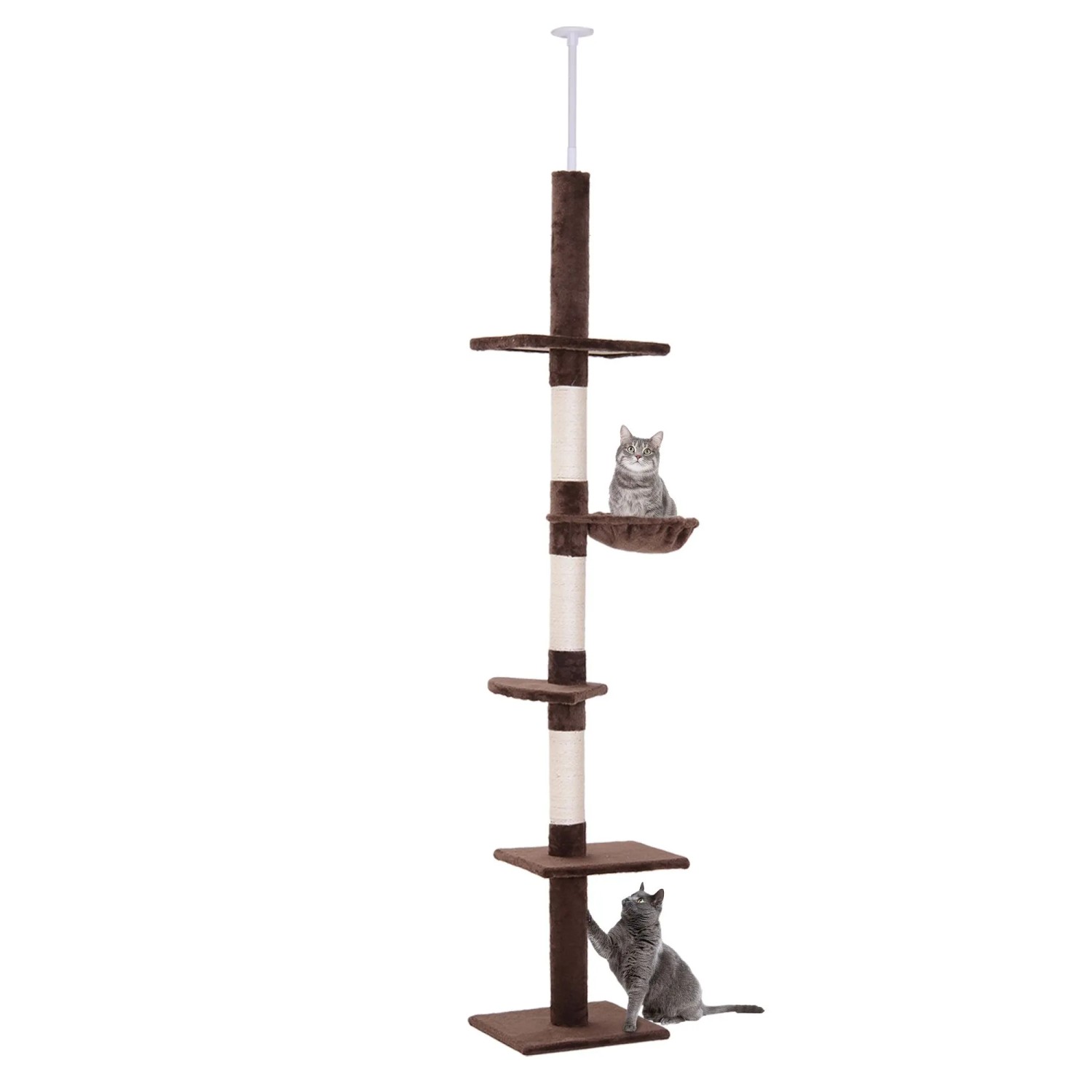 PawHut Kratzbaum Katzenbaum mit Sisalstämmen, Kletterbaum für kleine&große Katzen, für Garten, Balkon, Braun
