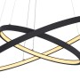 Moderne LED-Hängeleuchte Ralph in Schwarz, Ø 51 cm. Pendelleuchte mit zwei verschlungenen Ringen.