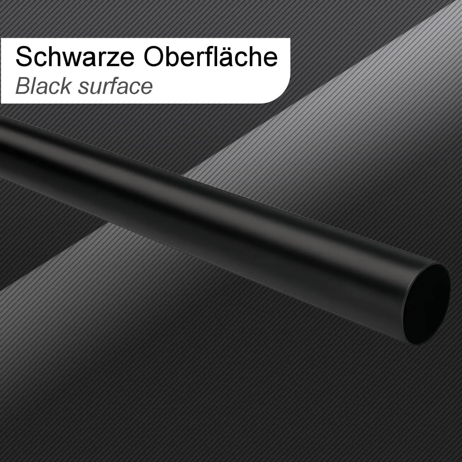 Schwarze SOTECH Schrankstange, rund, Ø 25 mm, Länge 1000 mm.