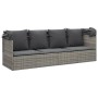 Graues VidaXL Outdoor-Loungebett mit Dach und Kissen aus Polyrattan.