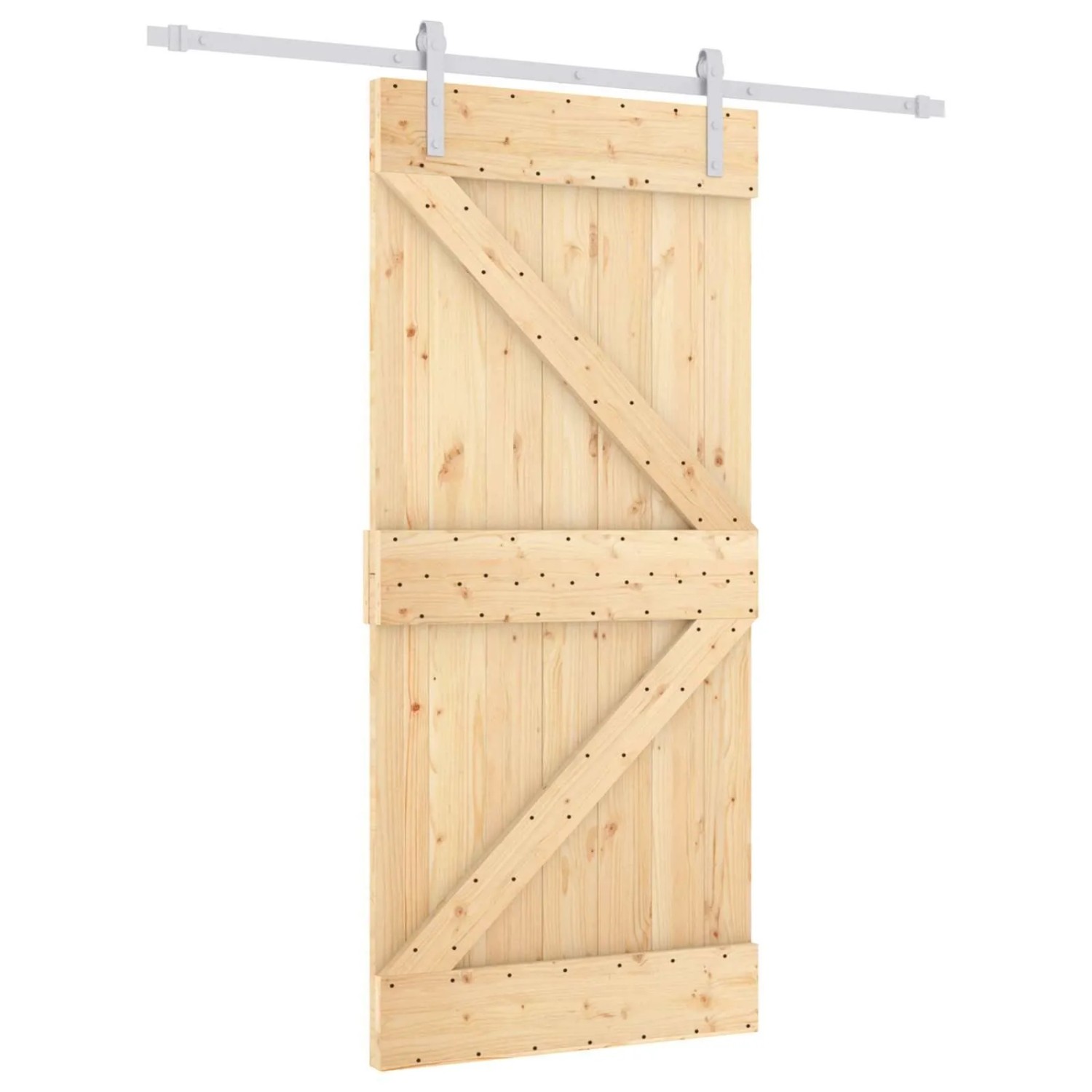 vidaXL Schiebetür Natur und Weiß 95 x 210 cm Massivkiefer 3444947