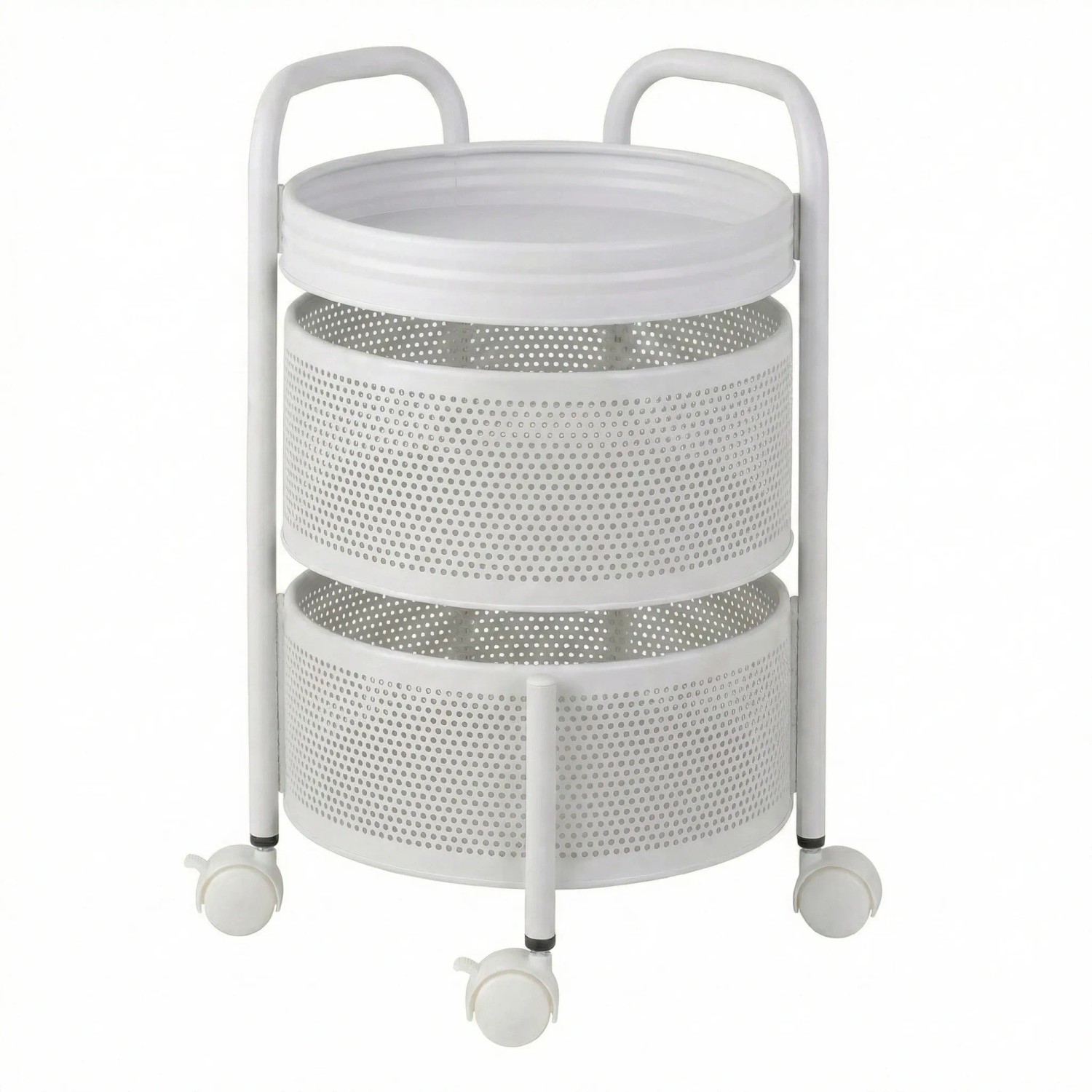 Floordirekt Rollwagen Henry Küchenwagen Servierwagen 3 Etagen Weiß 28 x 28 x 43 cm