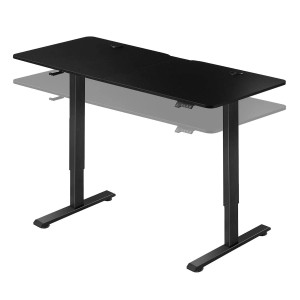 Schwarzer, höhenverstellbarer Juskys Schreibtisch Office Stand 120x60 cm mit Carbon-Tischplatte.