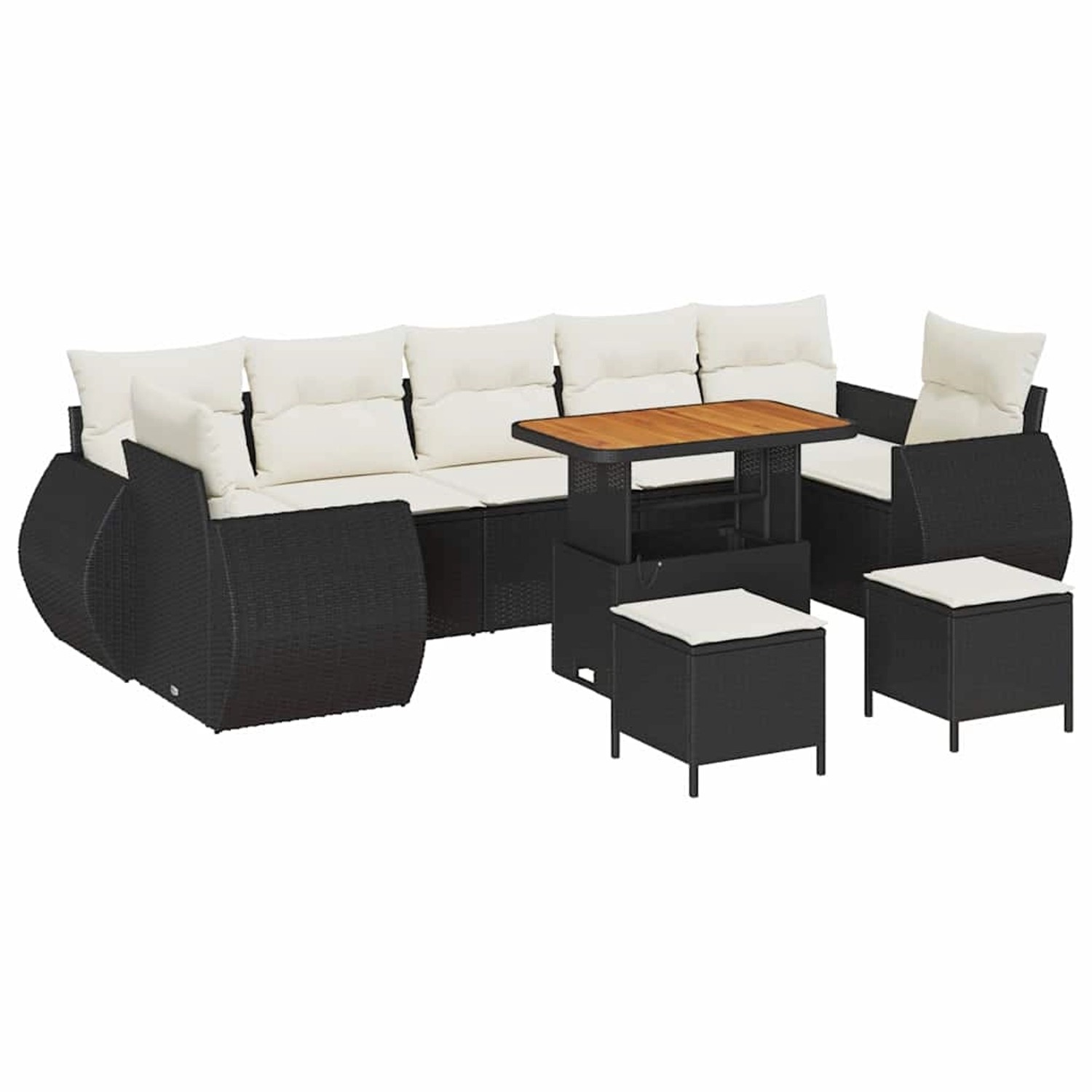 vidaXL Garten-Sofa-Set 10-Tlg Schwarz Poly Rattan 3361860 günstig online kaufen