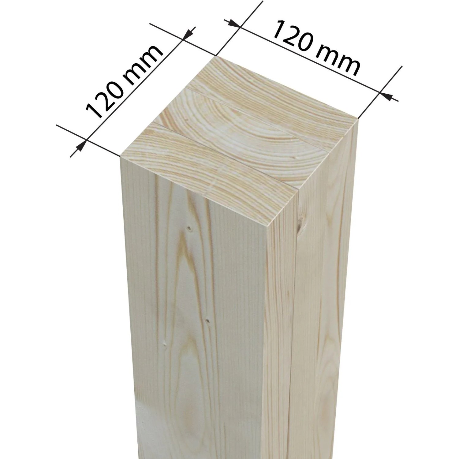 Detailaufnahme eines 12x12 cm Pfostens aus Fichtenholz für Palmako Doppelcarport Karl.