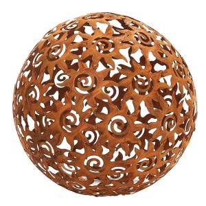 Kobolo Gartenkugel KULA, Dekokugel in Rostoptik mit Sonnenmuster, Ø 28 cm.