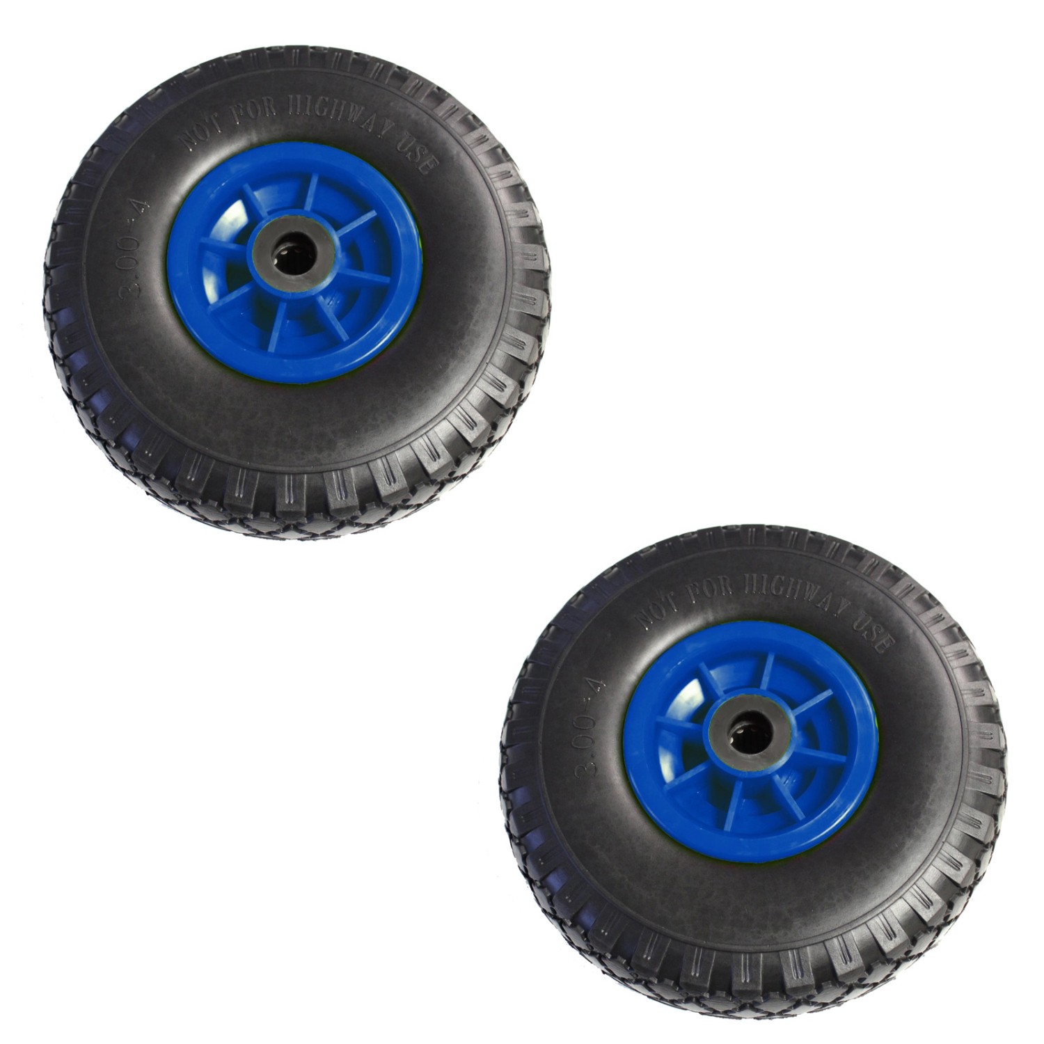 TRUTZHOLM 2x Sackkarrenrad PU Rad 260x85mm 3.00-4 75mm Zentrierte Nabe Durchmesser 20 mm Blau