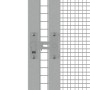 Detailaufnahme: Verschlussriegel am anthrazitfarbenen vidaXL Vogelkäfig aus verzinktem Stahl.