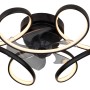 Schwarzer Globo LED-Deckenventilator Loris, Ø 56 cm, mit geschwungenen LED-Leuchten und transparenten Rotorblättern.