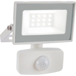Weißer LED Strahler 10W mit Sensor für Außenbereiche.