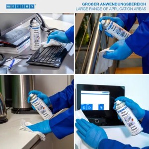 Anwendungsbeispiele WEICON Citrus-Reiniger 400ml: Reinigung von Oberflächen wie Tastatur, Edelstahl und Display.